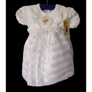 MERY Organza Crinoline Dress Infant Size 1 Vintage Baptism Wedding Lace NEW